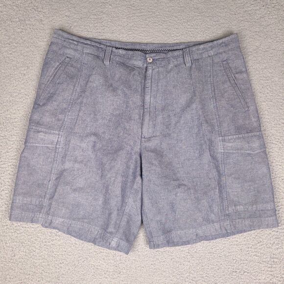 Cubavera Shorts Mens 41 Blue Linen Cotton‎ Blend Cargo Casual - Picture 1 of 15
